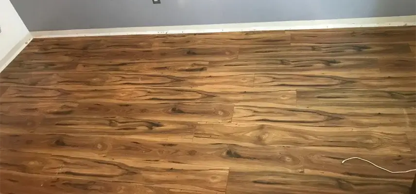 Newly installed wood-like ceramic floor